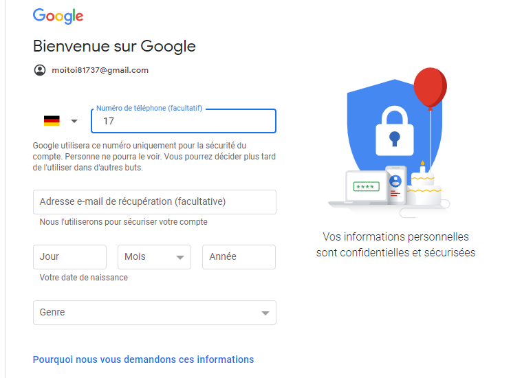 Sécurisation du compte par numéro téléphone